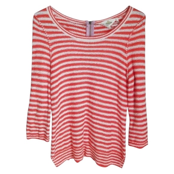 Anthropologie Top Small 2 4 Orange Nautical Anchors Away Soft COMFY BarbieCore - Picture 1 of 12